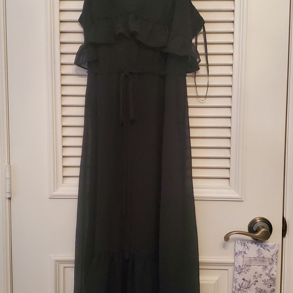 CALVIN KLINE BLACK RUFFLE DRESS - Picture 5 of 7